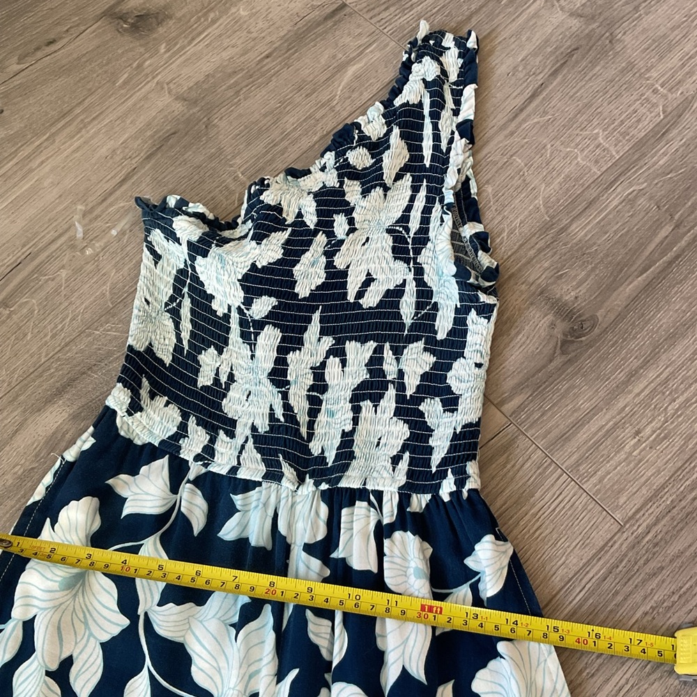 Japna Floral Wide Leg One shoulder smocked Jumpsuit. - Picture 10 of 13
